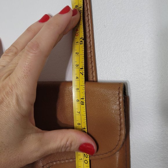 Bohemian Tan Leather Crossbody Envelope Button Slim Strap Shoulder Bag Hipster - Picture 8 of 10